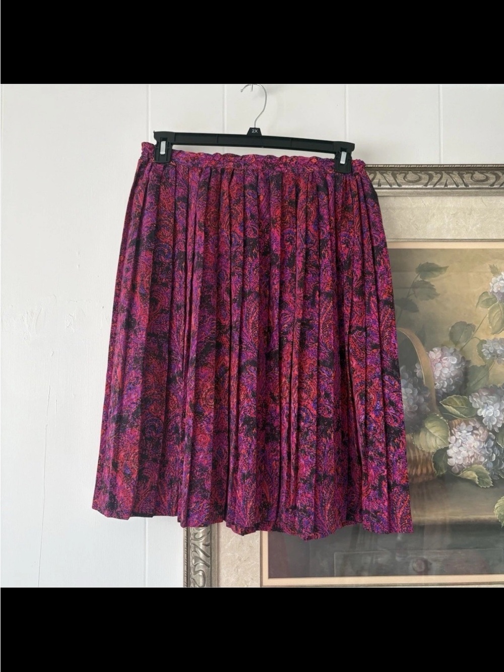 Pleated Magenta Paisley Circle Skirt vintage